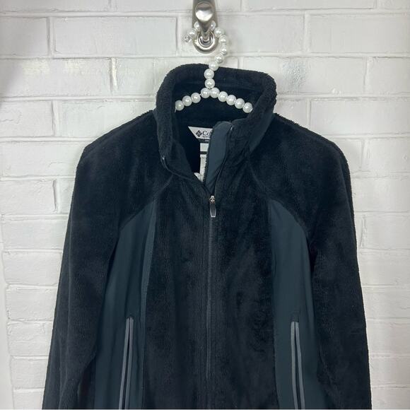 Columbia Black Zip Up Interchangeable Fuzzy Faux Fur Jacket Size M - Picture 4 of 9